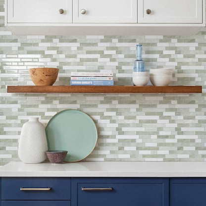 STICKGOO Thicker Peel and Stick Backsplash Tile for Kitchen and Bathroom | 10 Sheets of 12”×12” - 3D Vinyl Self Adhesive Wall Tiles Stick on Backsplash for Kitchen & Bathroom(Light Gray-Beige)