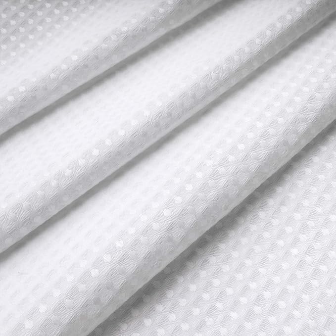 RiverDream Heavyweight Waffle No Hook Shower Curtain with Liner,White,36x74 | Dotted Waffle,Snap-in Liner,Heavy Duty,Quick Dry,Mesh Top Window,With Bottom Magnets,Hotel-Grade,Washable,Small Stall Size