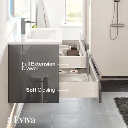 Eviva Joy 40 in. Gray Wall MountSingle Sink Bath Vanity with Porcelain Top and Integrated Sink