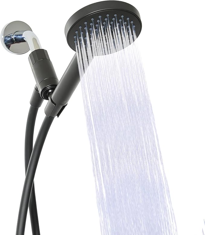 sproos! - Handheld Showerhead, High Pressure Performance, Black | Colorful - Easy DIY Installation - Renter Friendly - 3 Spray Functions with Pause - Extra Long 70 Inch Flexible Hose
