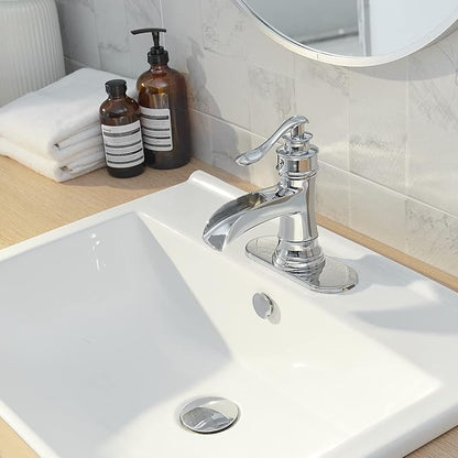Bathroom Sink Faucet Waterfall Chrome Single Handle Single Hole | 1 Hole or 3 Hole,Pop-up Drain,Deck Panel,Supply Line,Easy to Clean,Simple Installation,Rust Resistant for Long-Lasting Use