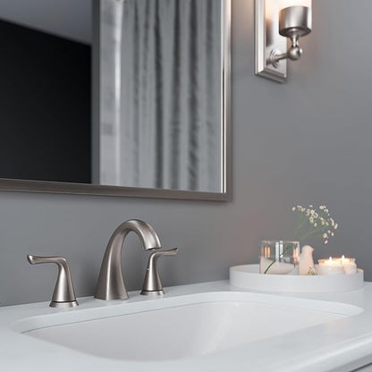 Pfister Willa Bathroom Sink Faucet, 8-Inch Widespread, 2-Handle, 3-Hole, NSF Certified, Spot Defense Brushed Nickel Finish, LF049MALGS | (Pack of 3)