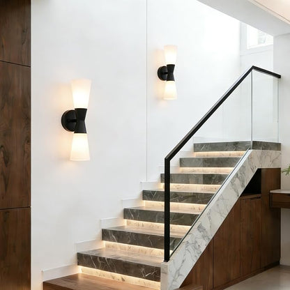 Bathroom Wall Sconce, Modern Indoor Vanity Light Fixtures 17", Up Down Lighting, Wall Mount Lamp for Living Room Bedroom Hallway Stairway Fireplace Mirror E26 Base 1PC White&Black