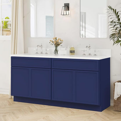 78 Inch Bathroom Vanity Base Only, Double Vanity Cabinet with Soft Closing Door, 2ea 39 inch Cabinet, Without Top,Blue
