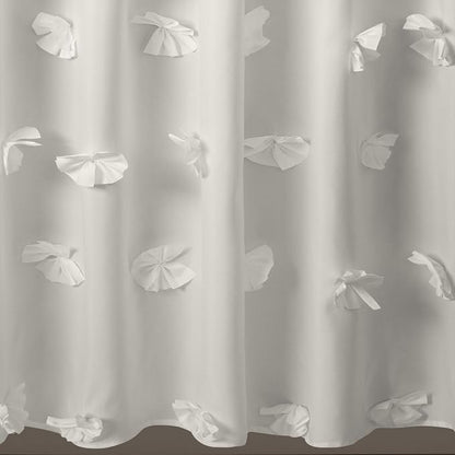 Lush Decor Riley Shower Curtain, 72" W x 72" L, White - Bathroom Curtain - Coquette Decor - Bow Shower Curtains - Cottage Core - Fabric Shower Curtains