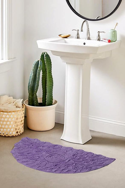 Home Weavers Bell Flower Collection 100% Cotton Tufted Bath Rugs, Extra Soft and Absorbent Bath Rugs, Non-Slip Bath Mats, Machine Washable, Bath Mats for Bathroom Floor, 17"x30" Slice Rug, Purple