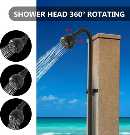 Outdoor Shower Kit,Outside Shower with Single Handle,Matte Black | Hot and Cold Outdoor Shower Fixtures,Stainless Steel,with Rotatable Shower Head,Easy Installation