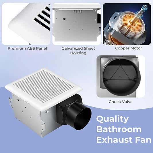 COSTWAY Bathroom Exhaust Fan, Ceiling Mount Ventilation Fan with Galvanized Sheet Housing, 4 Inch Duct Connector, 80 CFM 1.5 Sones Quiet Bath Vent Fan for Home, White