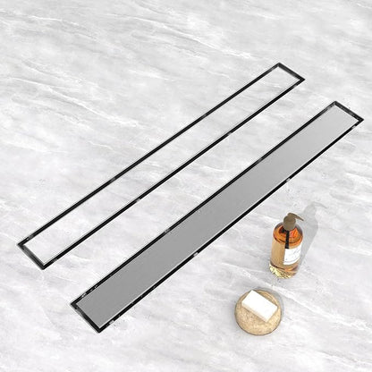 YEFU Linear Shower Drain 24 Inch, 2-in-1 Shower Floor Drain for Bathroom | Tile Insert Grate,Anti-Corrosion, 304 Stainless Steel, Shower Drain with Hair Strainer, Long Shower Drain Fits Toilet Kitchen