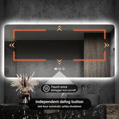66" x 36" LED Bathroom Mirror with Lights - Motion Sensor | Smart Backlit Mirror, Anti-Fog, 3-Color Stepless Dimmable Lighted Mirror, Memory Function, Rounded-Corner Rectangle, CRI≥93