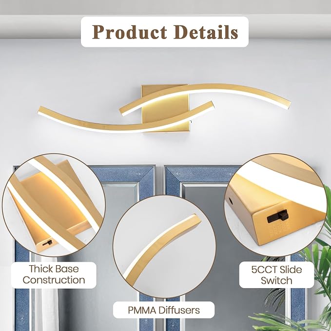 23.62 inch Vanity Light for Bathroom Lighting Fixtures Over Mirror Dimmable 5CCT Vanity Lighting Fixture Modern Bathroom Vanity Light Modern Wall lamp
