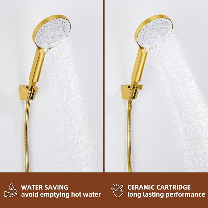 Angle Simple Shower Flow Control Valve, Water Shut Off Valve, Polished Gold | Brass Water Flow Restrictor, G 1/2 Pressure Reducer for Handheld Shower Head or Bidet Sprayer
