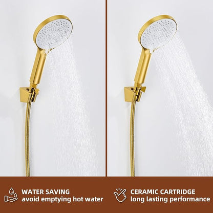 Angle Simple Shower Flow Control Valve, Water Shut Off Valve, Polished Gold | Brass Water Flow Restrictor, G 1/2 Pressure Reducer for Handheld Shower Head or Bidet Sprayer