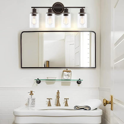 4-Light Oil Rubbed Bronze Bathroom Lighting Fixtures Over Mirror 4-Light Bathroom Vanity Light Oil Rubbed Bronze Vanity Wall Sconce Over Sink