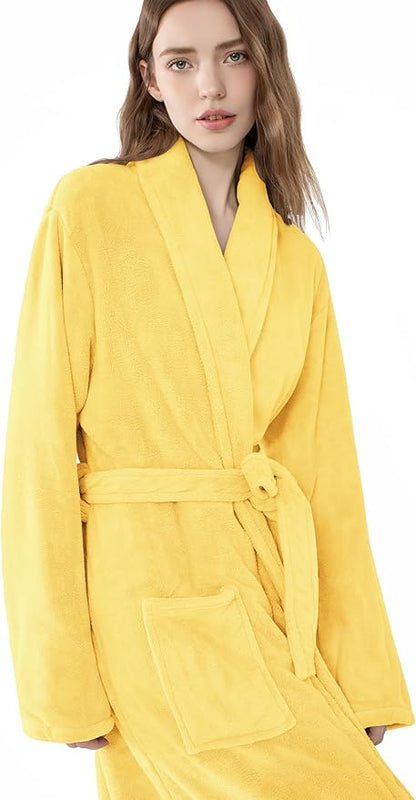 Soft Robe For Women，Warm Plush Bath Robes Female，Spa Towel After Shower Lightweight Long Bathrobe