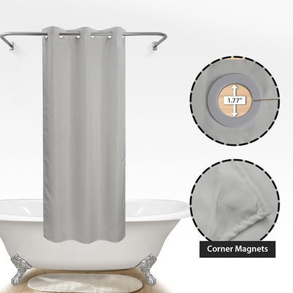 River Dream No Hook Stall Shower Curtain or Liner Microfiber Grey, 36x74 | Waterproof Small Fabric Shower Curtain Set for Narrow Stall, Bottom Magnets, Soft & Machine Washable, 36W x 74H