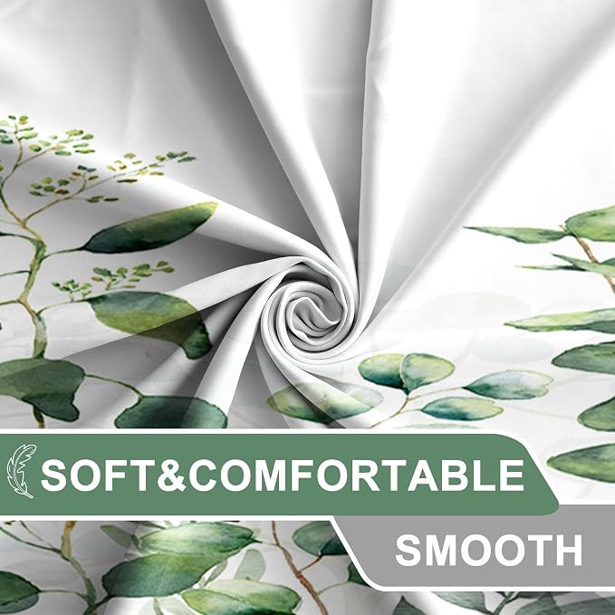 AWERT Small Half Size Stall Shower Curtain with 6 Hooks Shower Stall Curtain 36 x 72 Plant Sage Green Leaves 36 inch Bathroom/RV and Camper (Green Leaves)