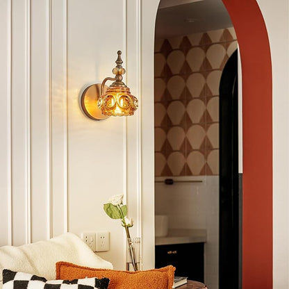 Vintage 2-Pack Wall Sconces Amber Rose Wall Lights Bathroom Vanity Lighting Fixtures, Vanity Light Rust-Proof and Durable for Bedroom Living Room Hallway