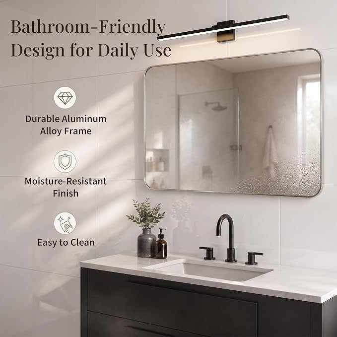 30x48 Inch Brushed Nickel Rounded Rectangle Bathroom Vanity Mirror | For Over-Sink Bathrooms, Corrosion-Resistant Aluminum Frame, Slim Front Profile, Vertical or Horizontal Layout