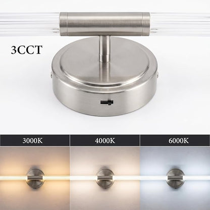 URSOLA 48" Modern LED Bathroom Light Fixtures, Brushed Nickel 3CCT Dimmable Bathroom Vanity Light Over Mirror, Bathroom Vanity Bath Bar Lights with 360° Removable Acrylic Light Tube
