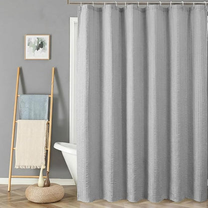 Aiyufeng Moga Extra Long Light Gray Shower Curtain 96 Inch Long, Embossed Texture Fabric Bathroom Shower Curtain, Large Hotel Bath Curtain with 12 Holes, 72Wx96H, Pale Gray