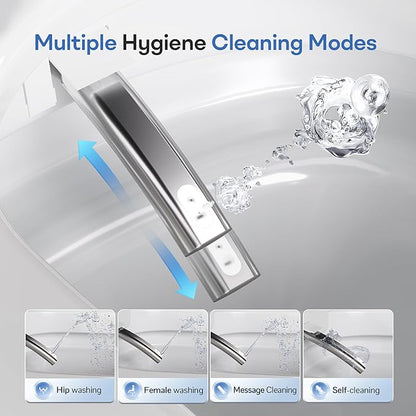 Elongated Smart Bidet Toilet Seat – Heated Seat, Instant Ceramic Water Heating, Warm Air Dryer, Wireless Remote, Self-Cleaning Nozzle, LED Display & Soft Night Light
