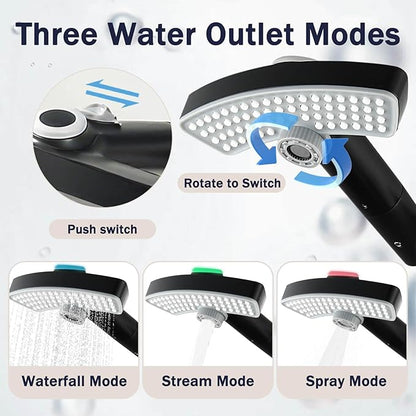 Black Rotatable Rain Faucet, Single Hole 360° Rotatable Bathroom Faucet, Single Handle Modern Bathroom Sink Faucet with LED Temperature Display(No Batteries) in Fahrenheit, 3 Water Modes