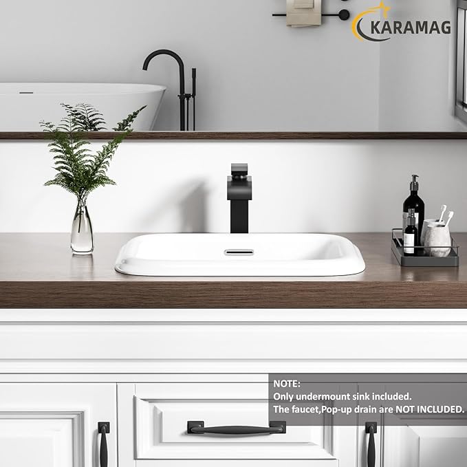 Bathroom Vessel Sink 19x15 Inch Drop In Bathroom Sink Rectangular Semi Recessed Bathroom Sinks with Overflow White Ceramic Modern Sinks Bowl Vanity Above Counter Basin