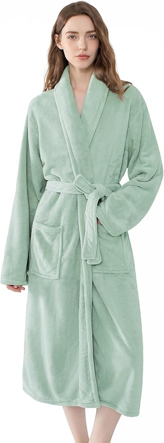 Soft Robe For Women，Warm Plush Bath Robes Female，Spa Towel After Shower Lightweight Long Bathrobe