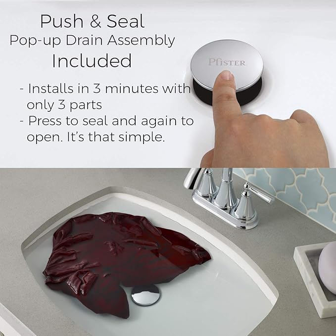 Pfister Pasadena Bathroom Sink Faucet, 4-Inch Centerset, 2-Handle, 3-Hole, Polished Chrome Finish, LF048PDCC