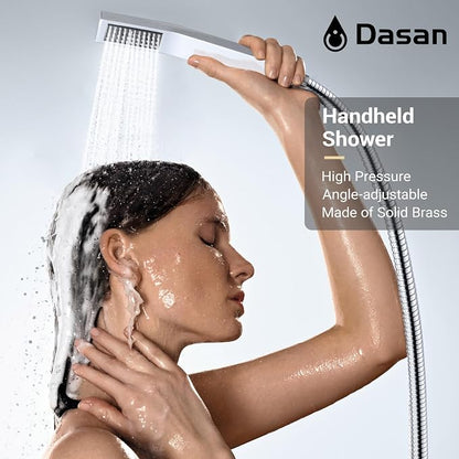 DASAN Full Body Shower System with 6 PCS Body Spray Jets & 12'' Rain Overhead Shower & Handheld, In Wall Rain Shower System Polished Chrome Shower Faucets Sets Complete with Valve, SA-SS03ACH-S12W
