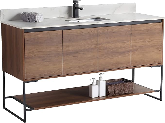 60 Inch Bathroom Vanity with Sink - Modern Knob Free Design, Elegant Space-Saving Solution for Your Bathroom - Durable, Bathroom Vanities for a Contemporary Look - Urbania Collection