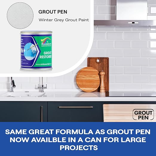 Grout Pen Grout Paint for Tile, Floor & Shower - Winter Grey 125ml (4.2oz) | Waterproof Paint Grout Refresh Restorer for Kitchen & Bathroom Tiles - Can Size for Larger Projects