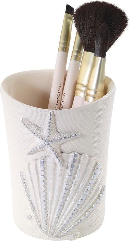 Avanti Linens - Tumbler, Countertop Organizer, Seashell Inspired Bathroom Accessories, Guest Bathroom Essentials (Sequin Shells Collection)