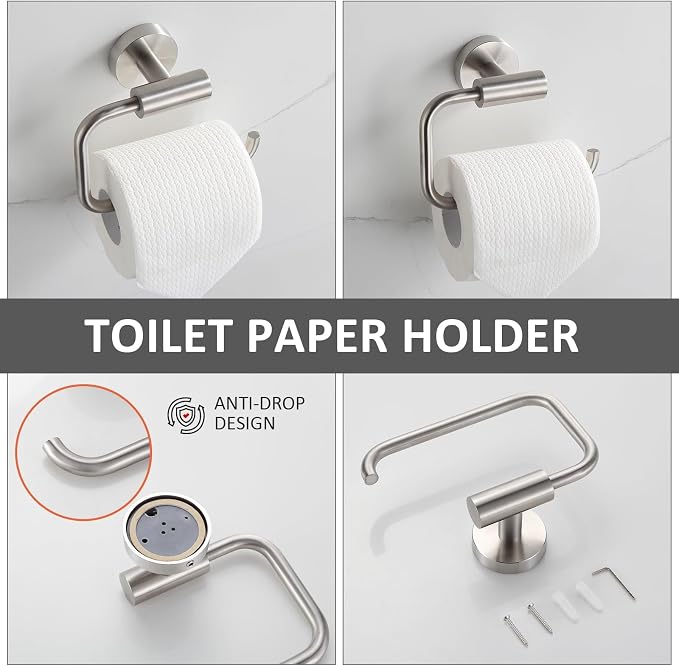 Bathroom Accessories Set 4 Piece Bathroom Hardware Set Stainless Steel 304 Brushed Nickel Bathroom Accessories Set Wall Mounted