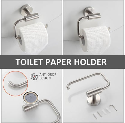 Bathroom Accessories Set 4 Piece Bathroom Hardware Set Stainless Steel 304 Brushed Nickel Bathroom Accessories Set Wall Mounted