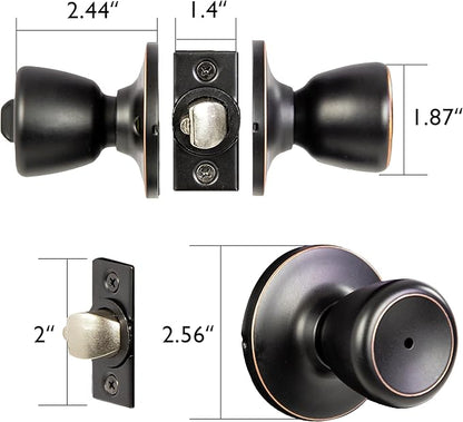 Design House Terrace Door Knob and Hardware, ANSI Grade-3 Certified, Bedroom/Bathroom Privacy Lock, Multiple Length Door Backset, Oil-Rubbed Bronze, 1.85 in. Diameter, 728725