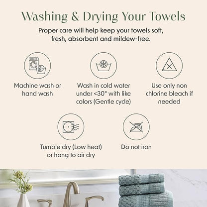 4 Pack 100% Cotton Bath Towels | Green Towels | Oeko‑TEX Standard 100 | Soft & Absorbent, Quick‑Dry | Trinity Collection - Stormy Sea