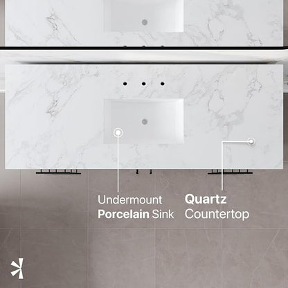 Graham 60 in. Blackwood Single Sink Bath Vanity with Arabescato Engineered Stone Top and Undermount Porcelain Sink