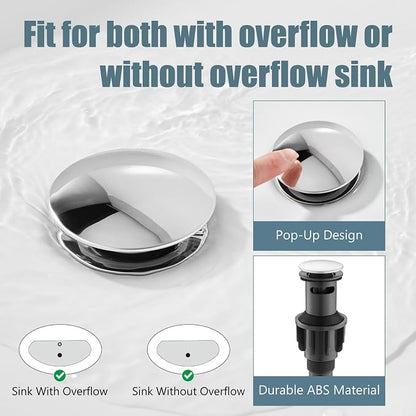 3 Hole Bathroom Sink Faucet Widespread Metal Label Polish Chrome | High-Arc Swivel Spout,Pop Up Drain,Cross Handle,cUPC Hose,for 6-16″Centerset Basin,Farmhouse,RV,Vanity,Lavatory 8" Mixer Tap