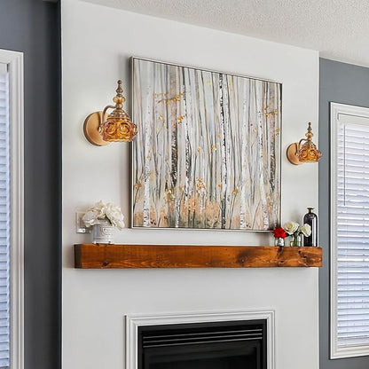 Vintage Wall Sconces with Amber Rose Glass Lampshade Bathroom Sconces Modern Wall Lighting Fixture for Bedside Bedroom Doorway