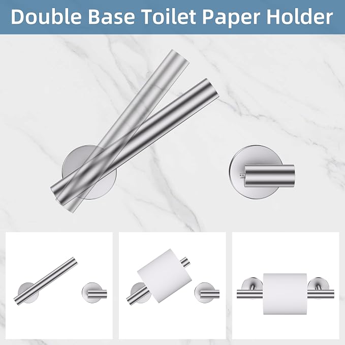 Brushed Nickel Towel Bar Bathroom Hardware Accessories Set, 10 Pieces Upgraded Toilet Paper Holder 23.6 Inch Towel Rack for Bathroom Wall Mounted Stainless Steel Bathroom Set
