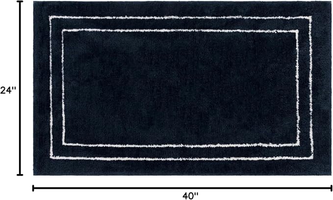 Mohawk Home Corona Casual Geometric Navy Blue 2' X 3' 4" Machine Washable Bath Mat Perfect for Bathroom