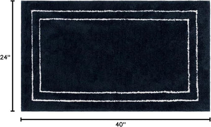 Mohawk Home Corona Casual Geometric Navy Blue 2' X 3' 4" Machine Washable Bath Mat Perfect for Bathroom