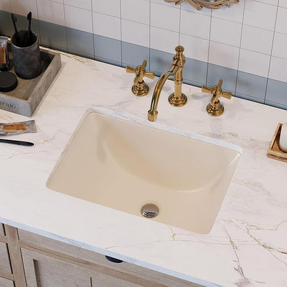 DeerValley DV-1U306BN Undermount Bathroom Sink 18'' x 13'' Rectangular Ceramic Sink Bathroom Wash Basin with Overflow Hole