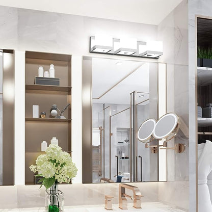 Tipace Modern 3 Lights LED Vanity Light for Bathroom Up and Down Chrome Bathroom Wall Light Fixtures Over Mirror(White Light 6000K)