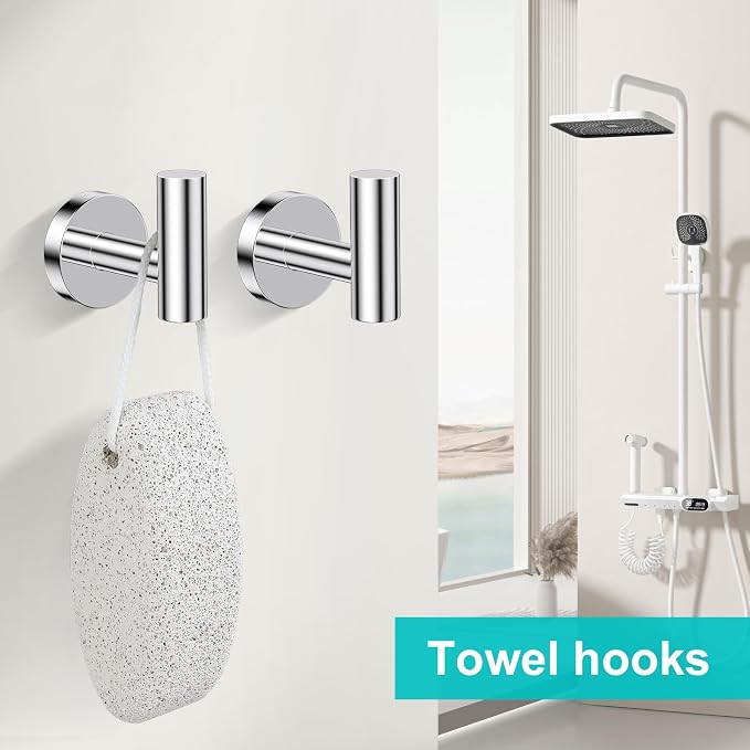 Polished Chrome Towel Bar Bathroom Hardware Accessories Set, 5 Pieces Toilet Paper Holder Towel Racks Set for Bathroom Stainless Steel Wall Mounted 23.6 in