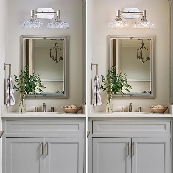 Brushed Nickel Bathroom Vanity Light Fixtures Modern 2-Light Vanity Lights Bathroom Lighting Vintage Wall Sconces for Pictures Mirror Hallway Bedroom