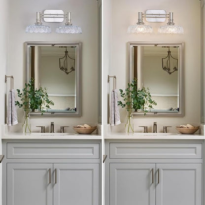 Brushed Nickel Bathroom Vanity Light Fixtures Modern 2-Light Vanity Lights Bathroom Lighting Vintage Wall Sconces for Pictures Mirror Hallway Bedroom
