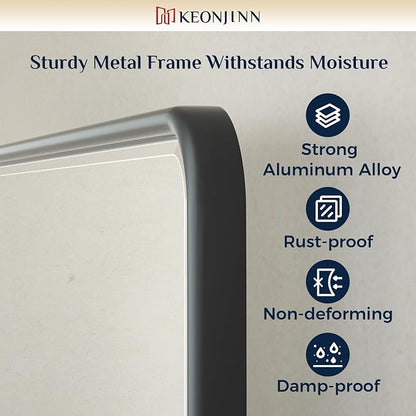 Keonjinn 20x30 Inch Black Povit Mirror for Bathroom, Tilt Mirror, Beveled | Tenmpered Glass, Rectangle, Adjustable Bathroom Mirrors for Over Sink, Farmhouse, Metal Framed, Horizontal/Vertical